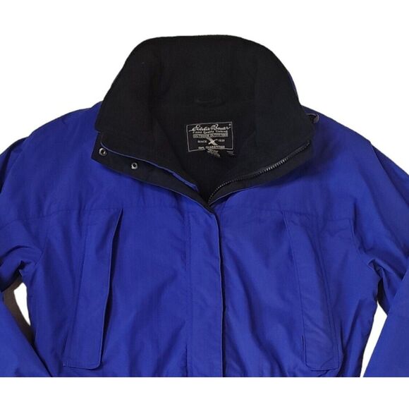 Eddie Bauer Rain Wind Polartec Coat Blue Women's Size Med Zip Snap Hood - Picture 2 of 11